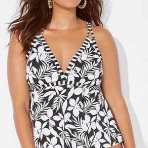 Black and cream flower pattern bikini